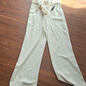 Express Striped Cream Wide-Leg Pants Xs